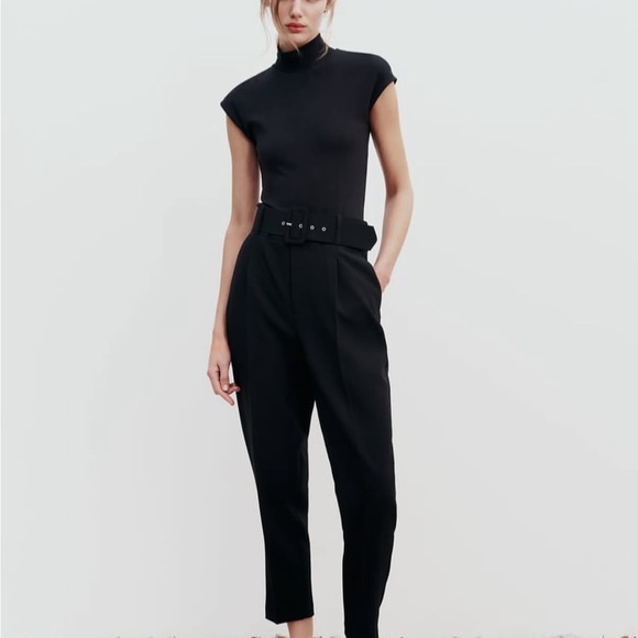 Zara High Waisted Trousers with Lined Belt 4387/040 - Size M - Picture 7 of 8